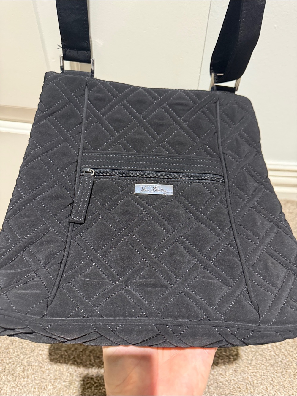 Vera Bradley Black Quilted Crossbody Bag - Adjustable Strap